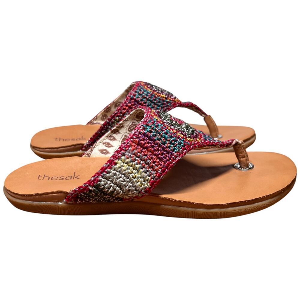 THE SAK Shana Thong Women Size 6 Sandals Crochet Multi Color Beachwear Dresses - Picture 6 of 12